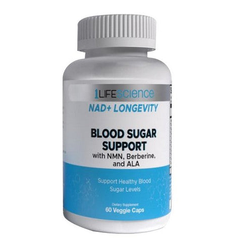 1Lifescience, NAD Plus Blood Sugar Support NMN Berberine ALA, 60 Vegan Capsules 1Lifescience