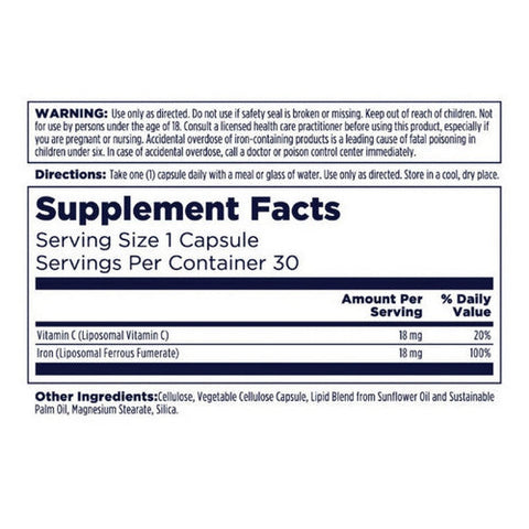Kal, Liposomal Iron Plus C, 30 Veg Caps
