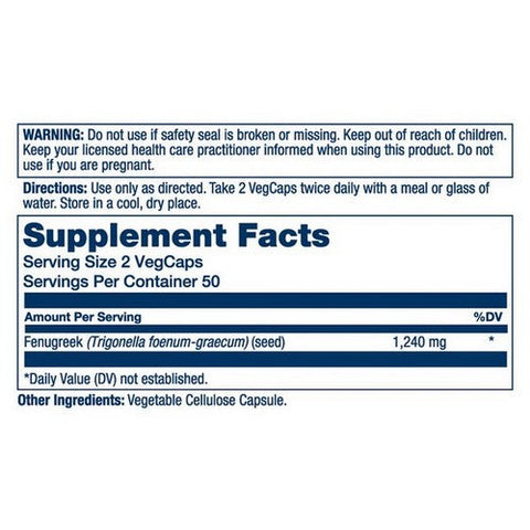 Solaray, True Herbs Fenugreek, 1240 Mg, 100 Veg Caps