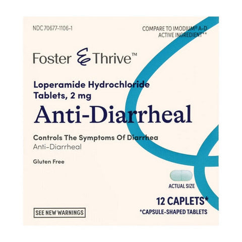 Foster And Thrive, Anti-Diarrheal Loperamide Hcl, 2 Mg, 12 Caps Foster And Thrive
