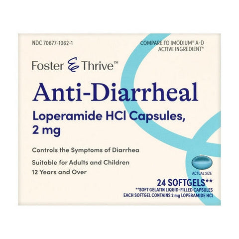 Foster And Thrive, Anti-Diarrheal Loperamide Hcl, 2 Mg, 24 Softgels Foster And Thrive