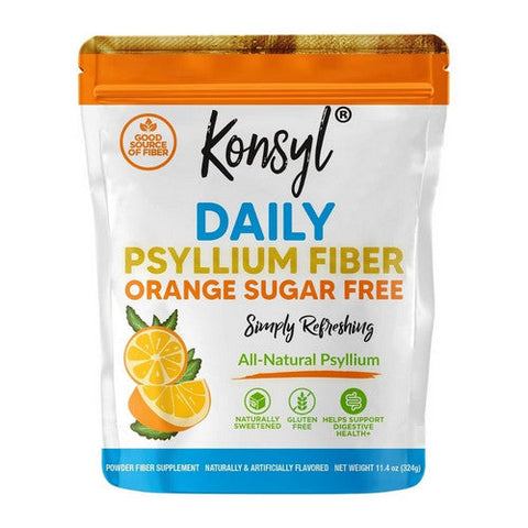 Konsyl, Daily Psyllium Fiber Supplement Powder Orange Sugar Free, 324 Grams Konsyl