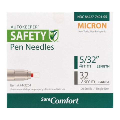 Sure, Autokeeper Safety 1st Pen Needles Micron 32 Gauge, 100 Count Sure