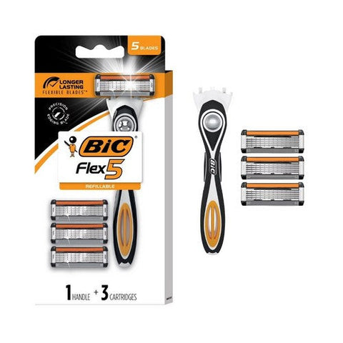 Bic, Flex 5 Hybrid Razor With Cartridges, 3 Count Bic