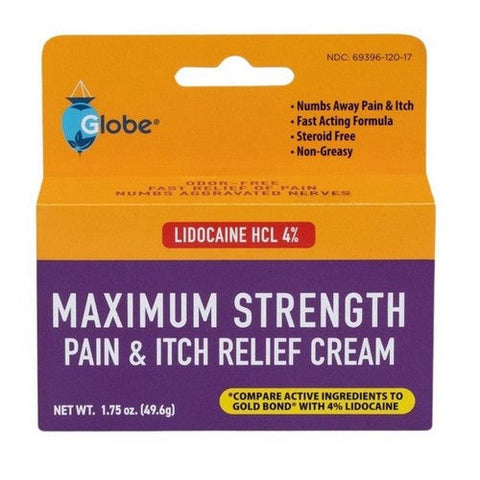 Globe, Lidocaine HCL 4% Multi Symptom Relief Cream, 49.6 Grams Globe
