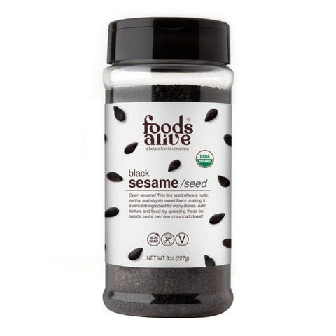 Foods Alive, Organic Black Sesame Seed Shaker Jar, 8 Oz Foods Alive