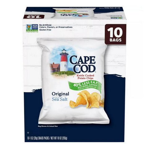 Cape Cod, Original Less Fat Kettle Potato Chips, 10 Count (Case Of 4) Cape Cod