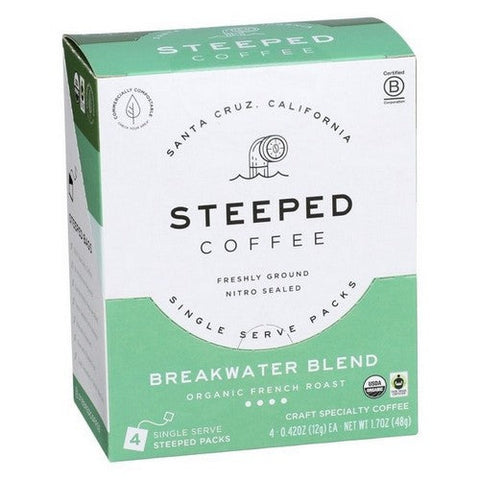 Steeped Coffee, Organic Breakwater Blend, 4 Count (Case Of 6) Steeped Coffee