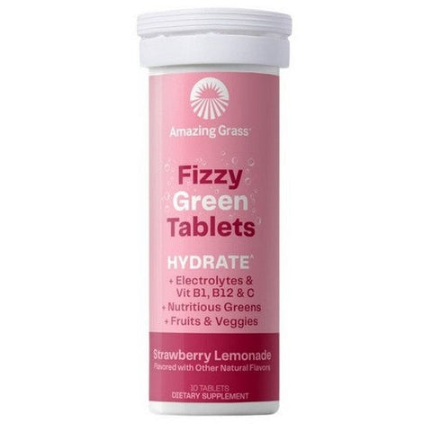 Amazing Grass, Green Superfood Effervescent Strawberry Lemonade Hydrate, 10 Tabs (Case Of 6) Amazing Grass