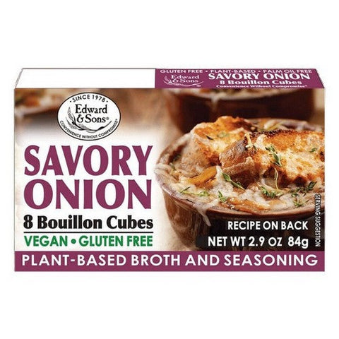 Edward And Sons, Savory Onion Bouillon Cubes, 2.9 Oz (Case Of 12) Edward And Sons