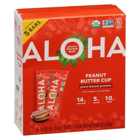 Aloha, Peanut Butter Cup Protein Bars, 5 Count (Case Of 6) Aloha