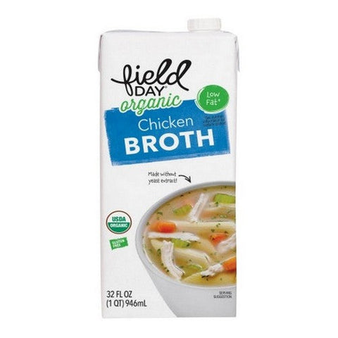 Field Day, Organic Low Fat Chicken Broth, 32 Oz (Case Of 12) Field Day
