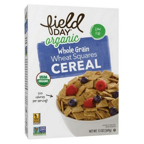Field Day, Organic Whole Grain Wheat Squares Cereal, 13 Oz (Case Of 10) Field Day