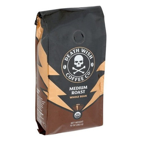Death Wish Coffee, Organic Whole Bean Coffee Medium Roast, 10 Oz (Case Of 6) Death Wish Coffee