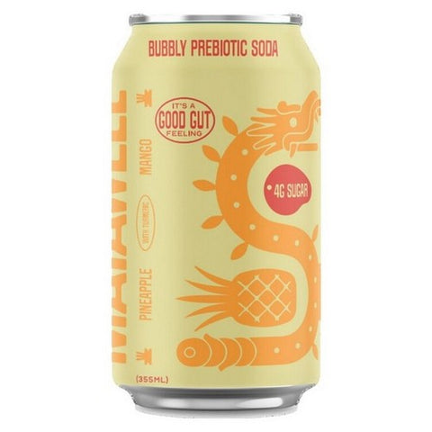 Mayawell, Sparkling Soda Prebiotic With Turmeric Pineapple Mango, 12 Oz X 4 Count (Case Of 6) Mayawell