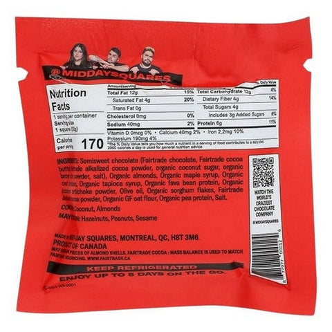 Mid-Day Squares, Almond Crunch Protein Chocolate Bars, 1.16 Oz (Case Of 12) Mid-Day Squares