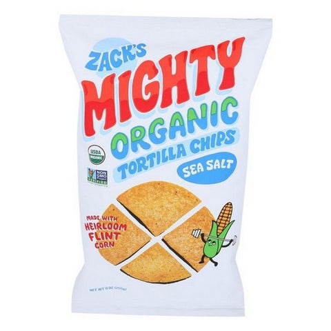 Zack's Mighty, Tort Chips Sea Salt Flint Corn, 9 Oz (Case Of 9) Zack's Mighty