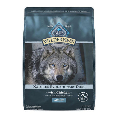 Blue Buffalo, Wilderness High Protein Natural Adult Dry Dog Food plus Wholesome Grains with Chicken, 13 Lbs Blue Buffalo