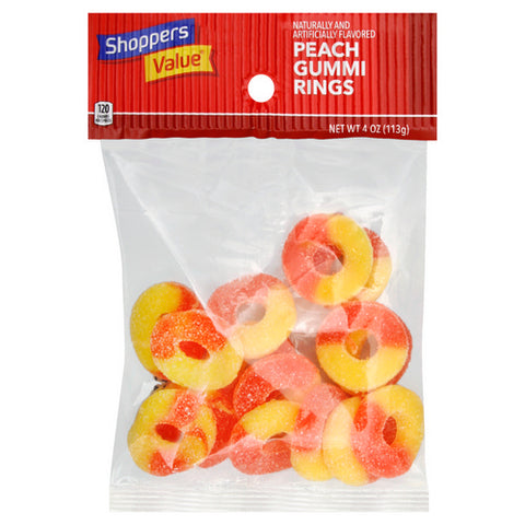Peach Gummy Rings 4 Oz (Case Of 12) by Shoppers Value