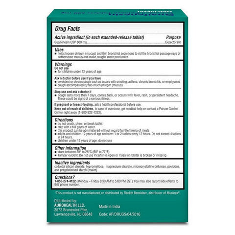Auro Health, Guaifenesin Extended-Release, 600 Mg, 40 Count