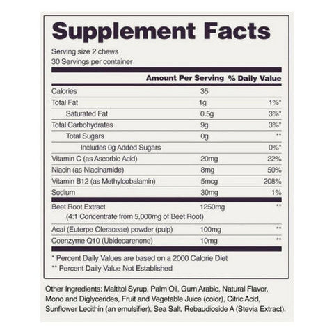 Snap Supplements, Heart Beets Chews Mixed Berry, 60 Count Snap Supplements