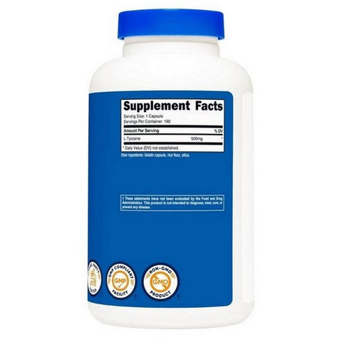 Nutricost, L-Tyrosine Capsules, 500 Mg, 180 Count Nutricost