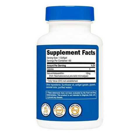 Nutricost, Astaxanthin Softgels, 12 Mg, 60 Count Nutricost