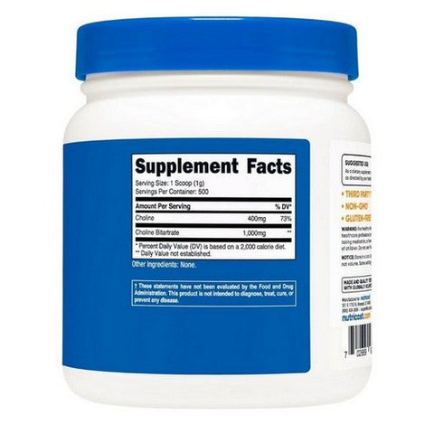 Nutricost, Choline Bitartrate Powder, 500 Grams Nutricost