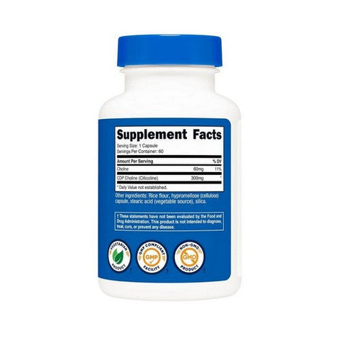 Nutricost, Cdp Choline Citicoline, 300 Mg, 60 Count Nutricost