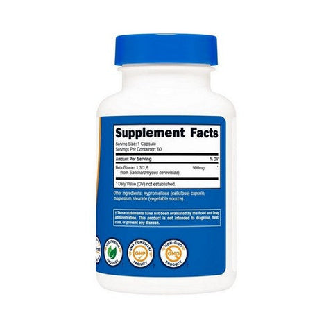 Nutricost, Beta Glucan 1,3/1,6, 500 Mg, 60 Count Nutricost