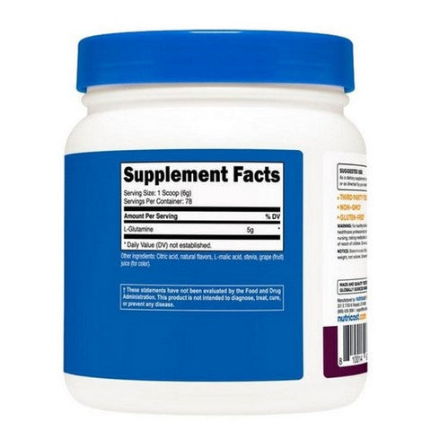 Nutricost, L-Glutamine Powder Blackberry Lemonade Stevia, 500 Grams Nutricost