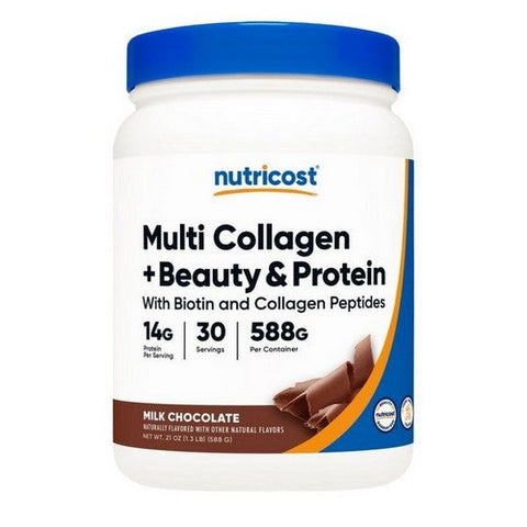 Nutricost, Multi Collagen Protein + Beauty Powder Chocolate, 30 Serving Nutricost