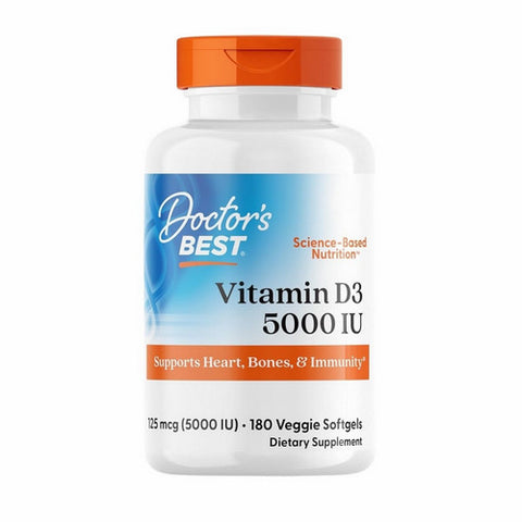Doctors Best, Vitamin D3, 125 Mcg, 180 Veggie Softgels Doctors Best
