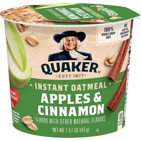 Quaker Instant Oatmeal Cup Apple Cinnamon 1.51 Oz (Case Of 12) by Quaker