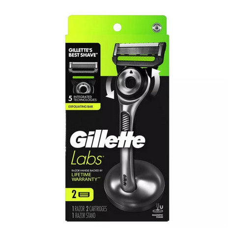 Gillette, Exfoliating Bar Razor + 2 Razor Blade Refills & Premium Magnetic Stand, 1 Count Gillette