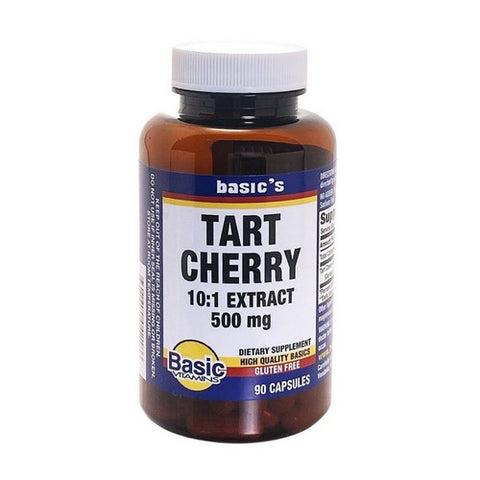 Basic Vitamins, Tart Cherry 10:1 Extract, 500 Mg, 90 Caps Basic Vitamins