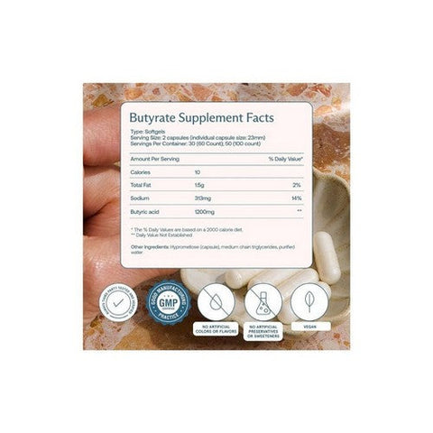 BodyBio, E-Lyte Sodium Butyrate, 100 Capsules BodyBio