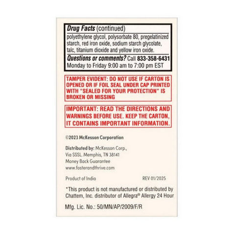 Foster And Thrive, Allergy Relief Fexofenadine, 180 Mg, 30 Tabs Foster And Thrive
