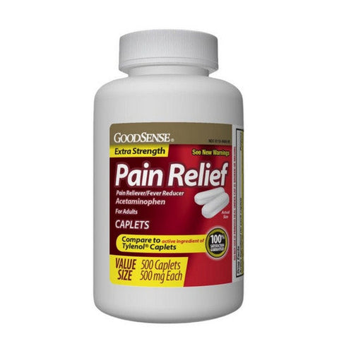 Good Sense, Extra Strength Pain Relief Acetaminophen Caplets, 500 Mg, 500 Count Good Sense
