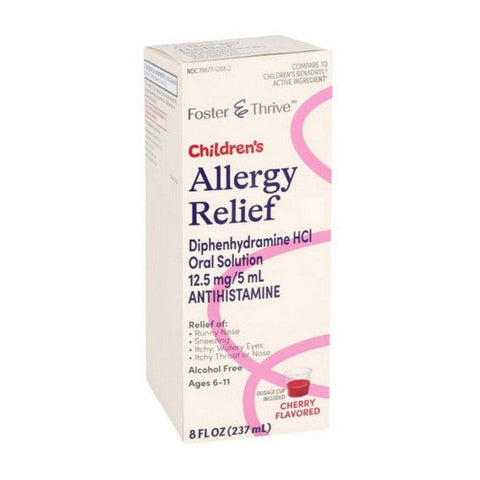 Foster And Thrive, Children's Allergy Relief Diphenhydramine HCl Cherry, 12.5 Mg, 8 Oz