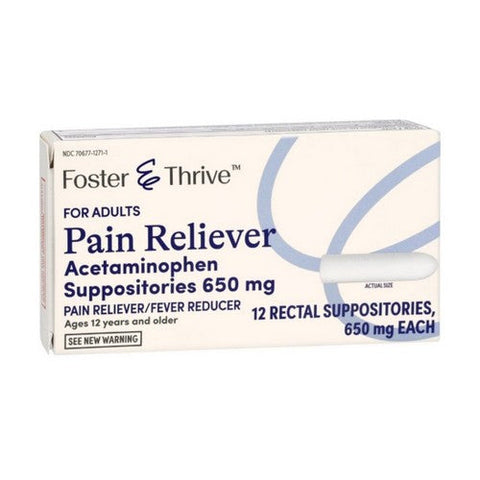 Foster And Thrive, Pain Reliever Acetaminophen Rectal Suppositories, 650 Mg, 12 Count Foster And Thrive