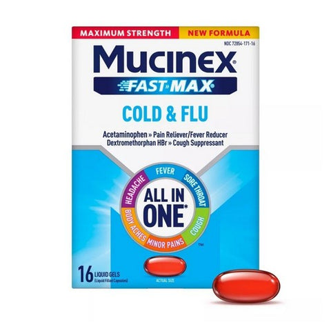 Mucinex, Fast Max Liquid Gel Cold And Flu, 16 Caps Mucinex