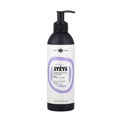 Traditional African Black Liquid Soap Peace 12 Oz by Ayeya