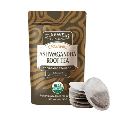 Organic Ashwagandha Root Tea Bags 20 Count by Starwest Botanicals