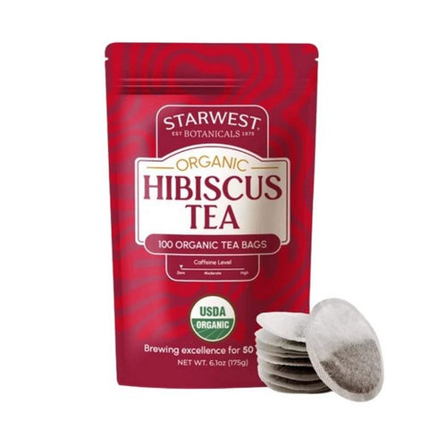 Organic Hibiscus Flower Tea Bags 100 Count by Starwest Botanicals