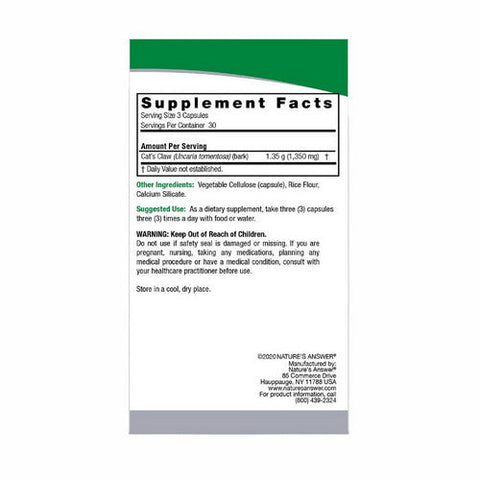 Nature's Answer, Cats Claw, 1350 Mg, 90 Veg Caps Nature's Answer