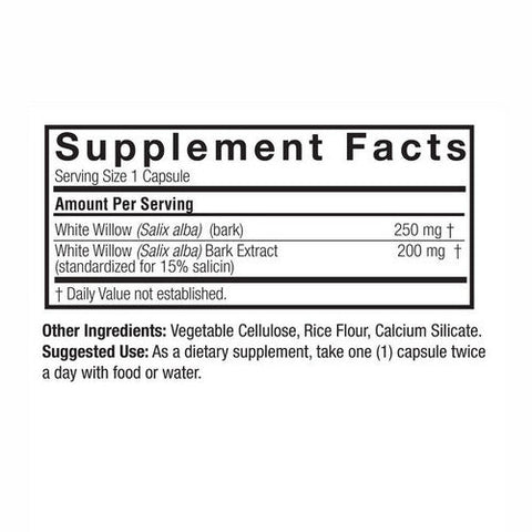 Nature's Answer, White Willow Standardized, 450 Mg, 60 VegCaps Nature's Answer