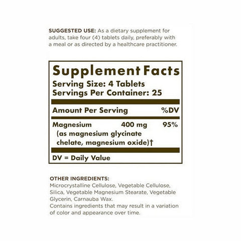 Solgar, Chelated Magnesium, 100 Tabs Solgar