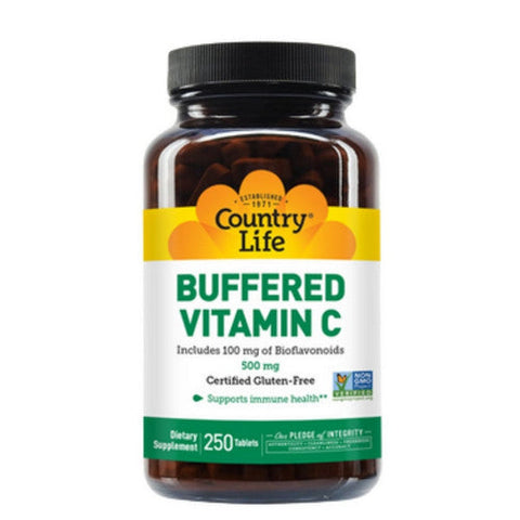 Country Life, Buffered Vitamin C with Bioflavonoids, 500 MG, 250 Tabs Country Life