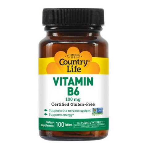 Country Life, Vitamin B-6, 100 MG, 100 Tabs Country Life